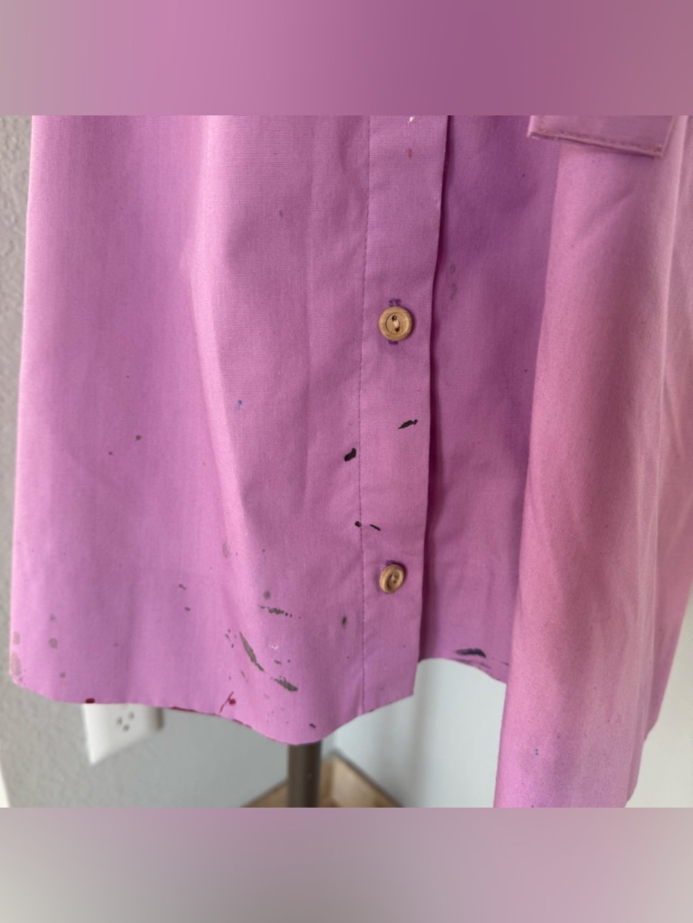 Vintage Painting Smock Petrona USA Made Button Dress Tie Belt 2 Pockets - Picture 8 of 14